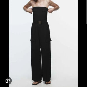 Zara Black Modern Strapless Jumpsuit